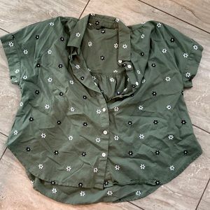 Madewell button up embroidered flower top small